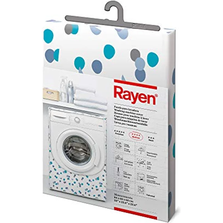 Rayen Schutzhülle für Waschmaschine, Frontladung, Weiß mit Motiv Blaue Punkte und graue Konfetti, 84 x 60 x 60 cm – Bild 6