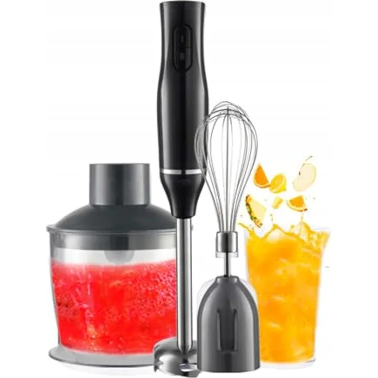 Adler Stabmixer AD 4620, 800 W, Handmixer Set mit 2 Geschwindigkeitsstufen, Edelstahlklingen, Messbecher, schwarz