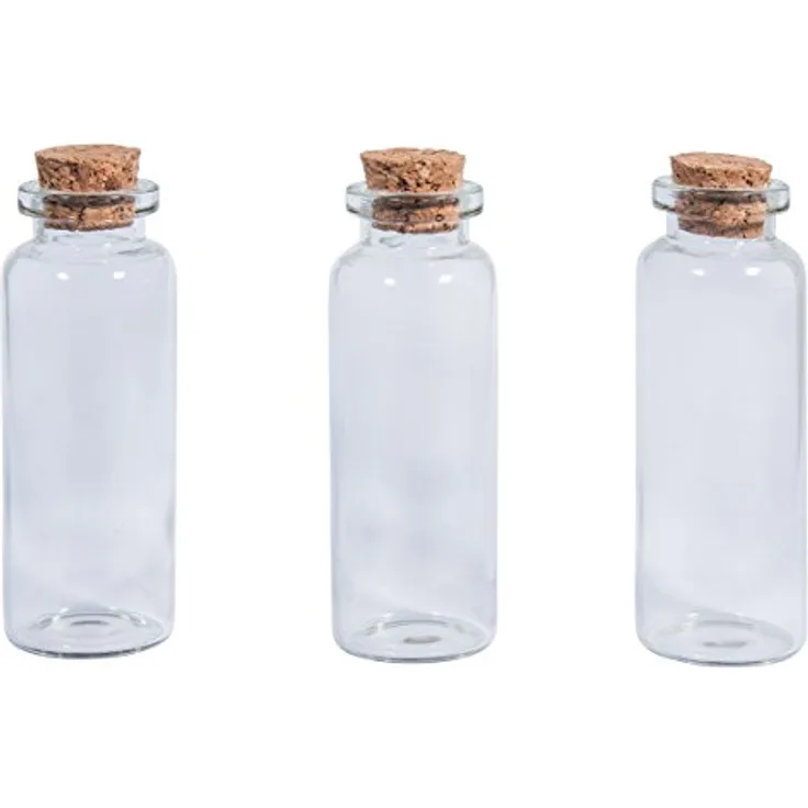 Rayher Glasfläschchen, mit Kork-Deckel, 20 ml, ∅ 2,3 cm, klar, 3er Set