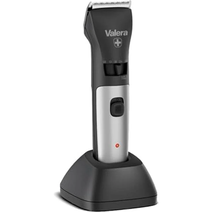 Valera, Swiss Excellence Plus, Haarschneider mit 46 mm Durablade-Klingen, 5 Schnittlängen, 6 Abstandskämme, kabelloser Betrieb oder mit Netzteil, inklusive Batterie, 100-240 V, Schwarz