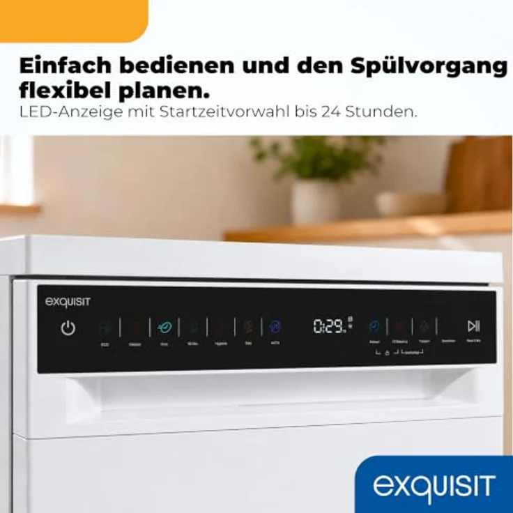 Exquisit GSP59311-450C Geschirrspüler für 11 Maßgedecke, Energieklasse C, 7 Spülprogramme, Aquastop, Besteckschublade, Unterbaufähig, Weiß – Bild 4