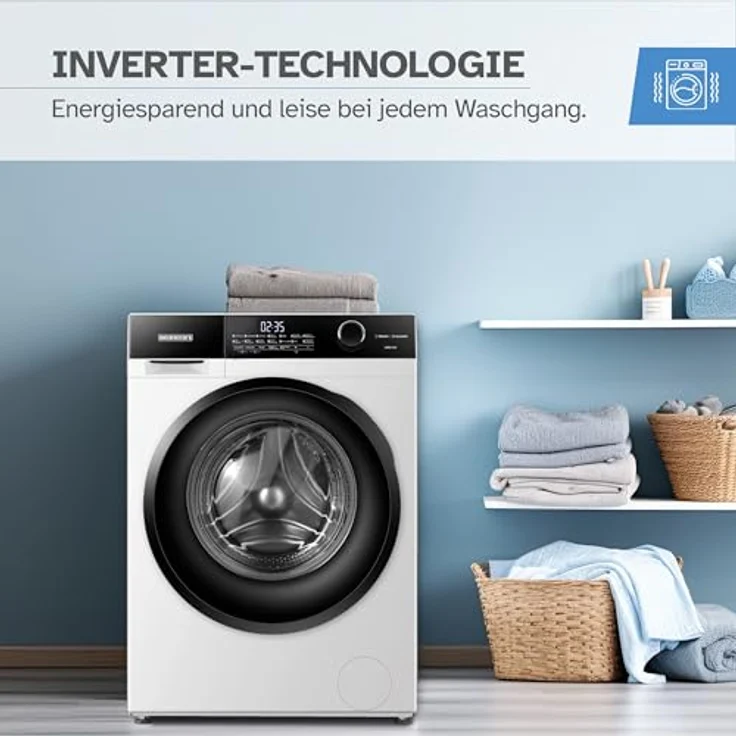 HEINRICHS Waschmaschine HWM-10K, Steam-Funktion, 10kg Mega Kapazität, 15 Programme, 1400 U/min., Aqua-Stop, LED-Display, Endzeitvorwahl, mit Kindersicherung, Inverter Motor, Weiß – Bild 4