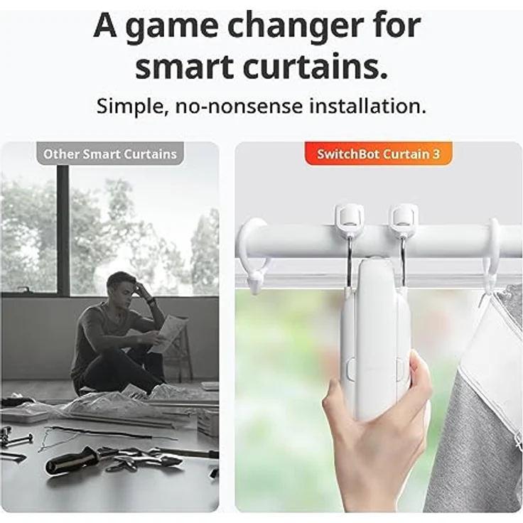 SwitchBot Smart Automatischer Vorhangöffner - Bluetooth Fernbedienung mit App/Timer, Aufgerüsteter Hochleistungsmotor, Kompatibel mit Matter/HomeKit Hub 2 erforderlich (Curtain 3, Rod) – Bild 3