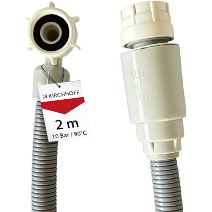 Kirchhoff Sicherheits-Zulaufschlauch 24,2 mm (3/4 Zoll IG) x 2 m, flexibler und langlebiger Waschmaschinen-Zubehörschlauch mit Wasserschutzsystem