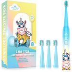 Dada-Tech Elektrische Zahnbürste Kinder Wiederaufladbare, Ultraschall kinderzahnbürste mit Timer mit Schalltechnologie für Jungen und Mädchen ab 3 Jahren (Blau Einhorn)