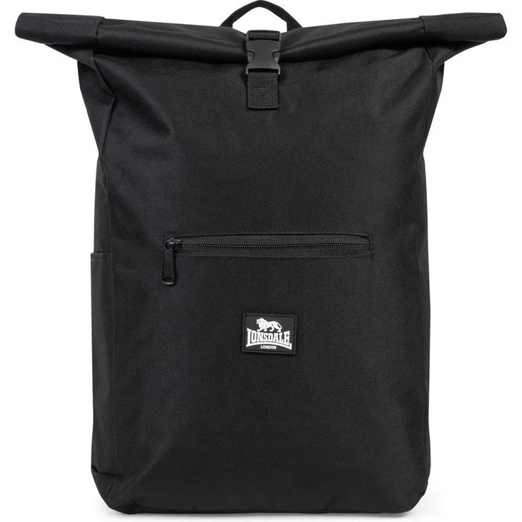 Lonsdale Bolney Freizeitrucksack, Rolltop Rucksack mit erweiterbarem Fassungsvermögen und gepolsterten Tragegurten, Schwarz