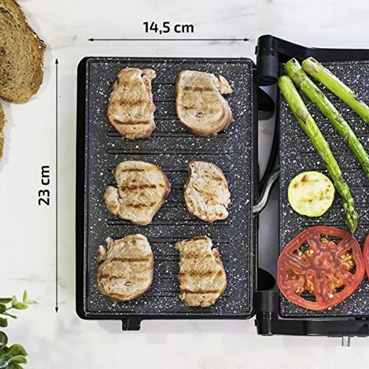 Cecotec RockŽn Grill 750 Full Open. RockStone-Steinbeschichtung, maximale Antihaft- und bessere Reinigung, Öffnung 180 ° C, Cold Touch-Griff, 750 W – Bild 3