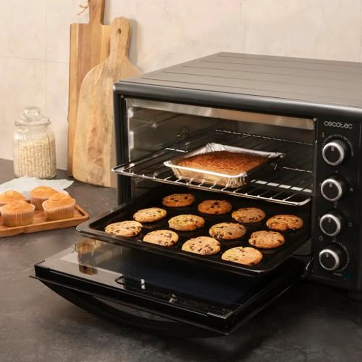 Cecotec Tisch-Konvektionsofen Bake&Toast 6090, 60 Liter, 2200 W, 12 Funktionen, Innenbeleuchtung, doppeltes Türglas, drehbarer Spieß, schwarz – Bild 2