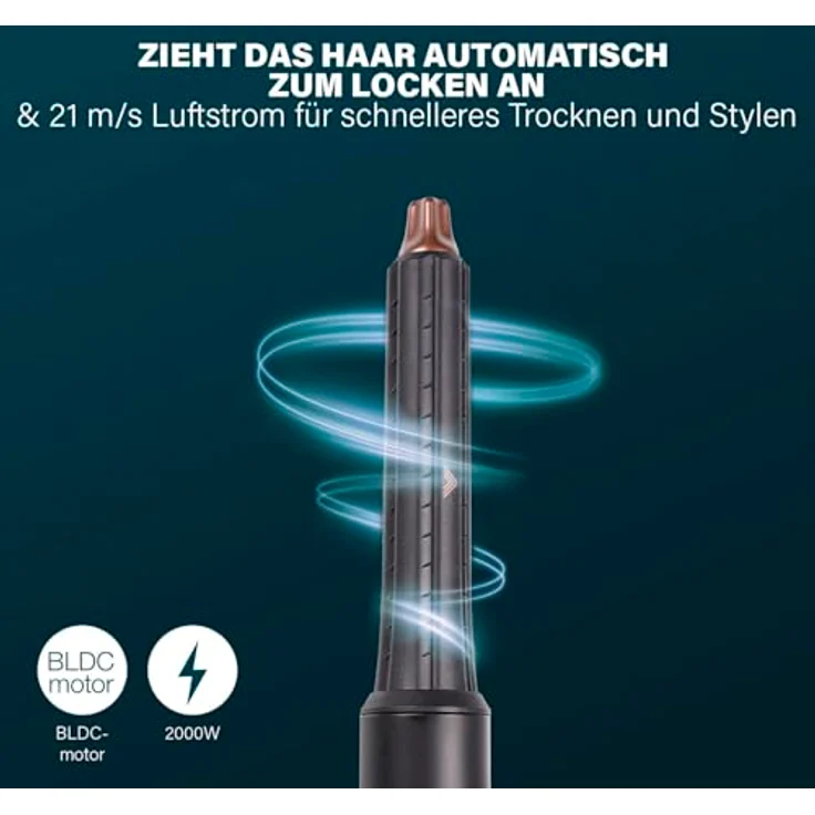 Princess Profi-Airstyler 529205 7-in-1 Stylingtool mit Ionenfunktion und 2000 W BLDC-Motor, schwarz – Bild 3