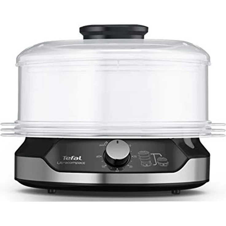 Tefal Ultracompact VC2048 Dampfgarer, 3 Garbehälter, 800 Watt, 9 Liter Fassungsvermögen, Reisbehälter, schwarz – Bild 3
