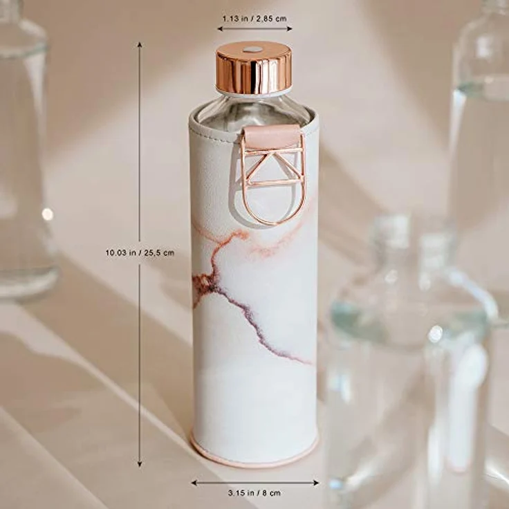 Equa Mismatch Lava Glasflasche mit Kunstlederhülle – Bild 3