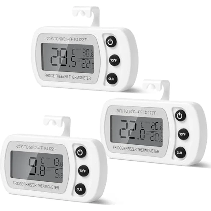 AiQInu Digitale Kühlschrank Thermometer, 3er Set mit LCD-Display, Magnet und Haken, Messbereich -20°C bis 50°C, für Zuhause, Restaurants, Bars, Cafés – Bild 1