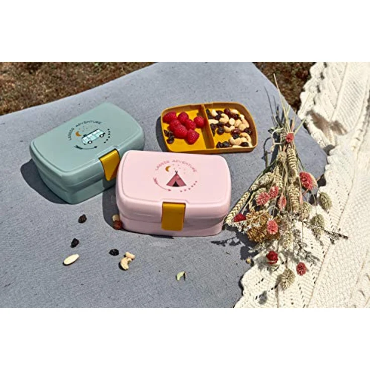 LÄSSIG Kinder Lunchbox Brotdose mit herausnehmbarer Unterteilung, BPA-frei/Adventure Bus, 1 Stück (1er Pack), mint – Bild 4