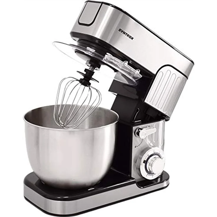 Syntrox Küchenmaschine de Luxe 5,5 L Edelstahlschüssel, 1300W, silber, schwarz – Bild 10