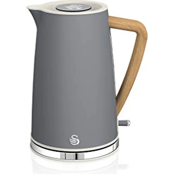 Swan Nordic Frühstücksset, Wasserkocher, 1,7 l, 2200 W, Breitschlitz-Toaster, 2 Scheiben, digitale Mikrowelle 20 l, modernes Design, Holzoptik, grau – Bild 16