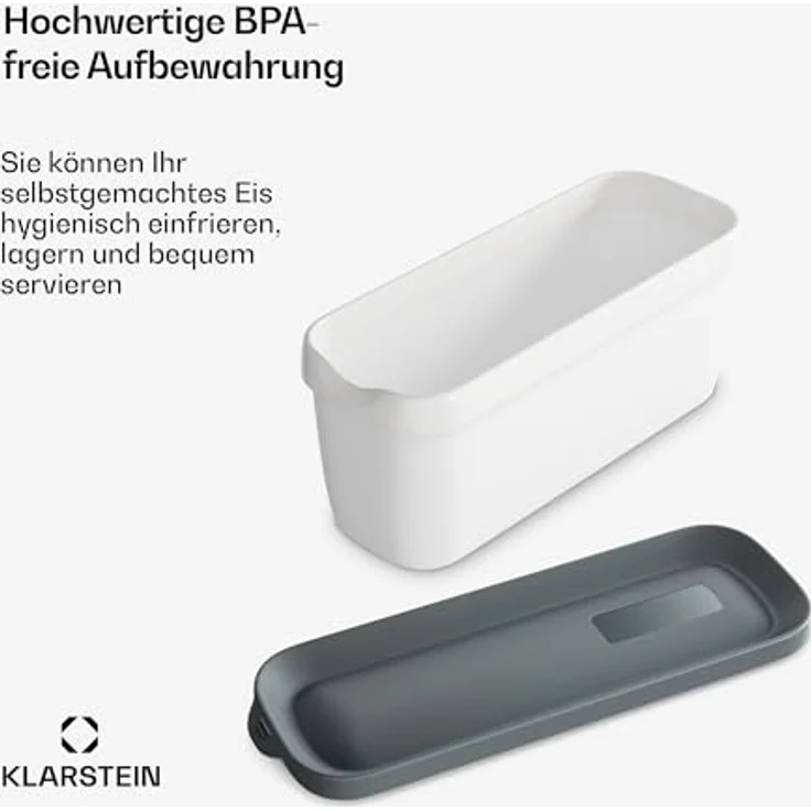 Klarstein Eisbehälter Set, 2x 1,5L Kunststoff, spülmaschinenfest, stapelbar, für Selbstgemachtes Eis, Joghurt und Slush-Eis, passend für Klarstein Maschinen – Bild 5