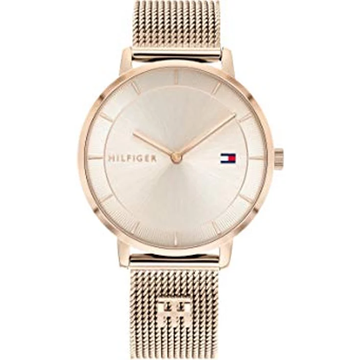 Tommy Hilfiger Analog Quarzuhr für Damen mit Rotgoldfarbenes Edelstahl-Mesh-Gliederarmband - 1782287, Sonnenstrahlen-Zifferblatt - Preisvergleich – Bild 1