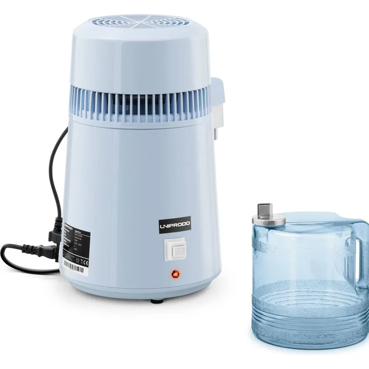 Uniprodo UNI-WD-200 Wasserdestilliergerät, Wasserfilter aus Edelstahl, 4 l, 820 W, Silber