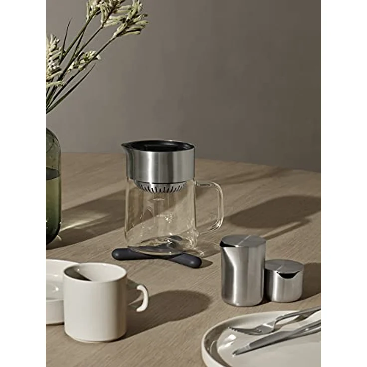 Blomus -BASIC- Sahnekännchen aus mattiertem Edelstahl mit Deckel, 120 ml Fassungsvermögen, spülmaschinengeeignet, Edelstahl, 63618 – Bild 2