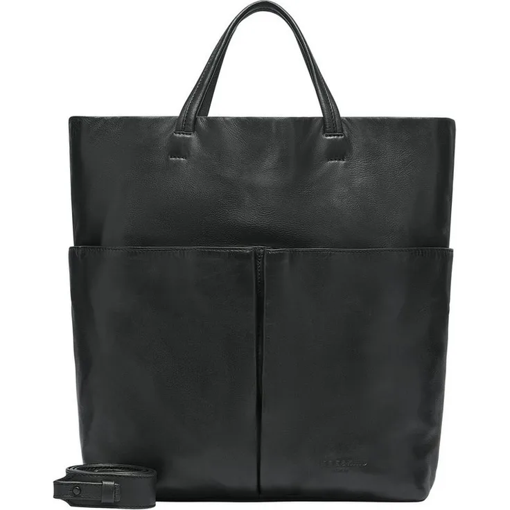 Liebeskind Berlin Shopper Tote L HERA SHEEP NATURAL, Leder Einkaufstasche in nativem Schafsfell-Look, schwarz
