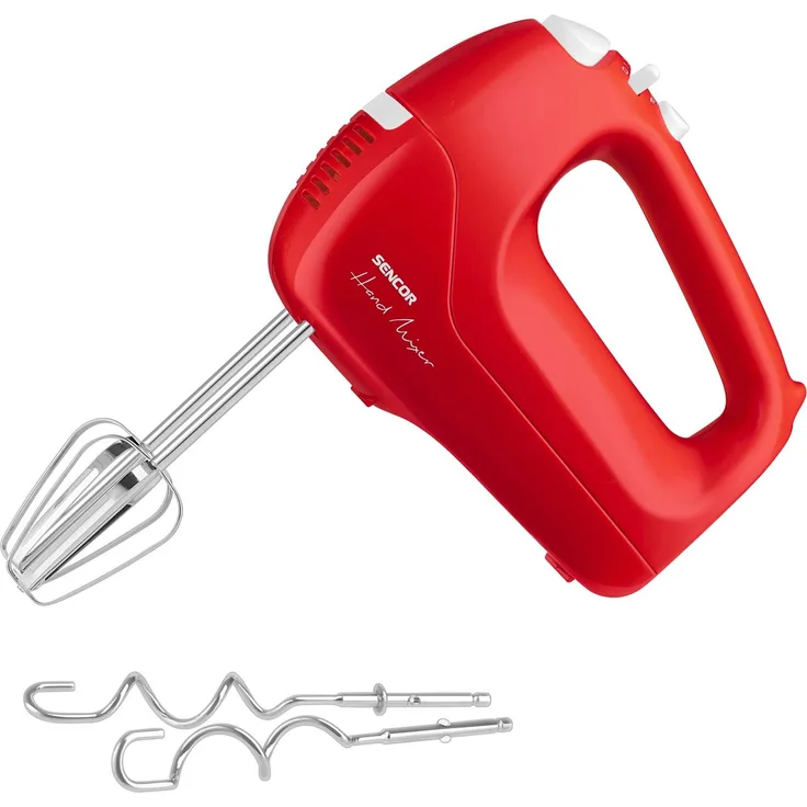 Sencor SHM 5404RD, Handmixer mit 200 Watt Leistung, kompakte Bauweise, spülmaschinenfeste Teile, rot