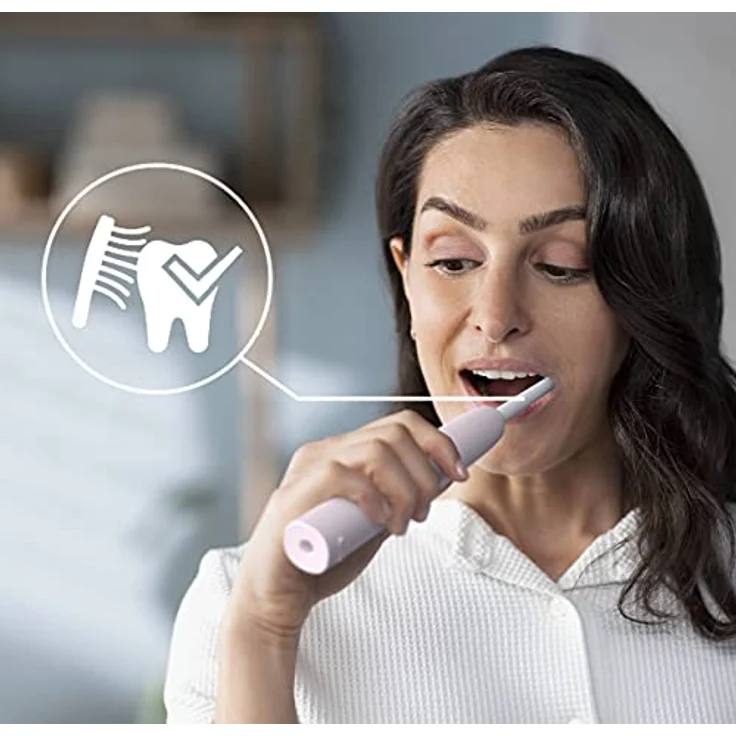 Elektrische Schallzahnbürste Philips Sonicare 3100 Series, mit integriertem Drucksensor, SmarTimer und QuadPacer, HX3671/11, Rosa – Bild 4