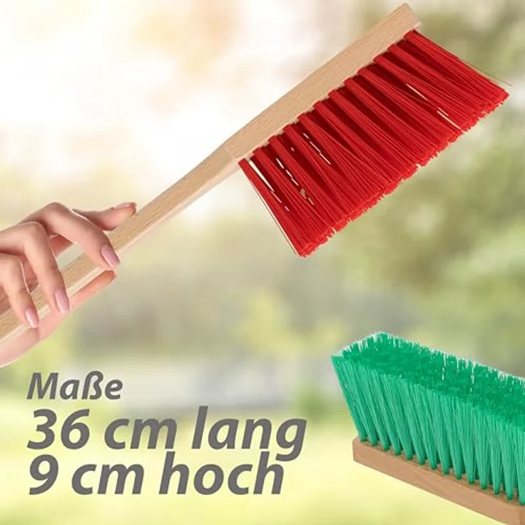 Hausfelder Kehrgarnitur Handfeger 2er Set, 2 x Handfeger mit stabilen Kunststoffborsten, extra langer Griff, ideal für Outdoor-Reinigung – Bild 3