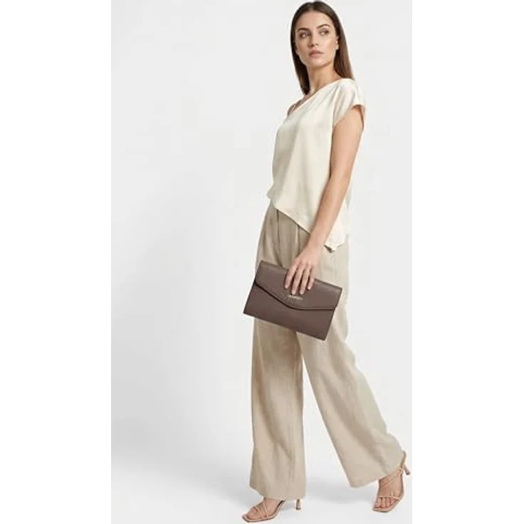 Lazarotti Bologna Leather Clutch Umhängetasche, 100% Leder, 23 cm, grau – Bild 2