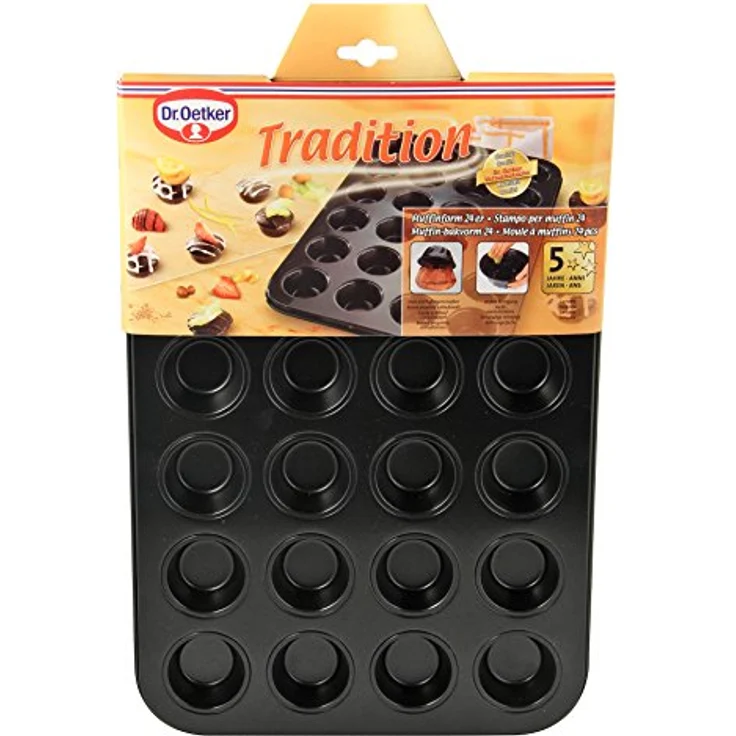 Dr. Oetker Muffinform 24-er Mini Ø 3 cm, Cupcake Form für saftige Muffins, Muffinblech mit Antihaftbeschichtung, Menge: 1 Stück – Bild 3