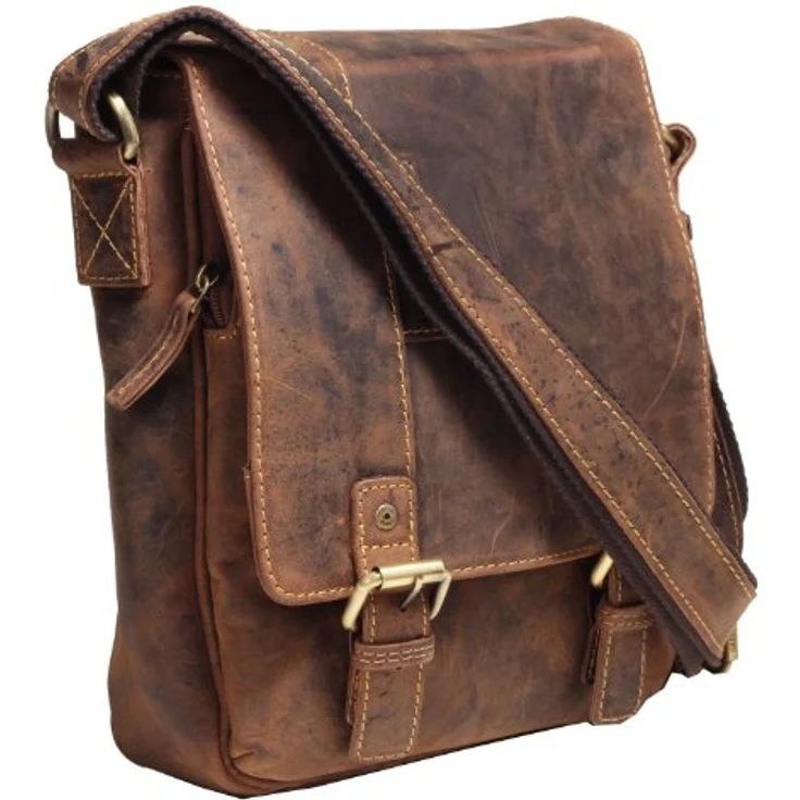 Greenburry Vintage Umhängetasche aus 100% Leder, braun, 25 cm x 6.5 cm x 27 cm – Bild 3