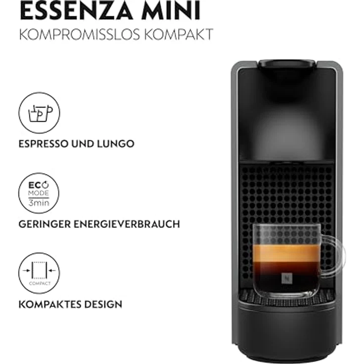 Krups Nespresso XN110B Essenza Mini Kaffeekapselmaschine, 1260 Watt, grau, 0,7 Liter – Bild 3