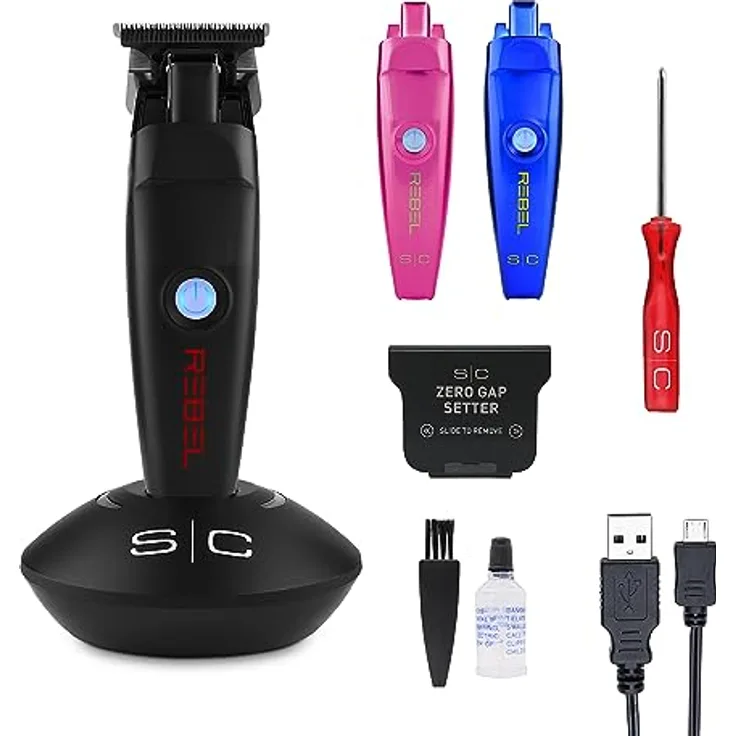 STYLECRAFT Professioneller Herren-Haarschneider Stylecraft Rebel by Gamma Più, Trimmer mit Rotationsmotor, 120 Minuten Autonomie ohne Kabel, Verstellbare Klinge 0 Gap, 3 Austauschbare Abdeckungen