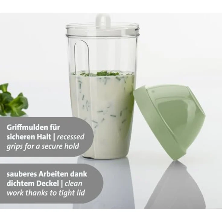 Westmark Mix- und Schüttelbecher/Shaker, 0,5 l mit herausnehmbarer Mixscheibe, BPA-frei, Klar/Grün – Bild 4