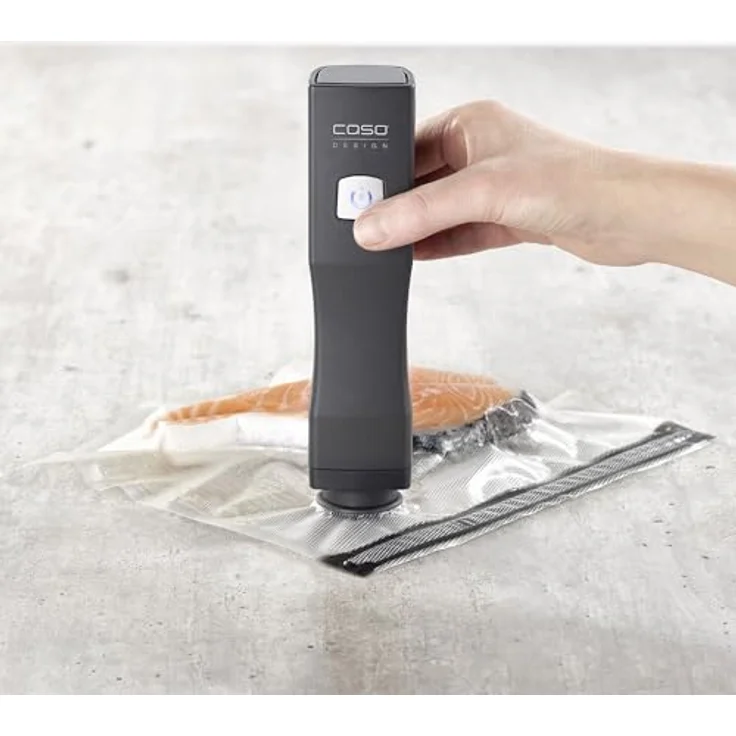 CASO Vacu One Touch Handvakuumierer, 3 L Pumpenleistung, -0,4 bar Druck, Lithium-Ionen-Akku für bis zu 150 Minuten Laufzeit, grau – Bild 5
