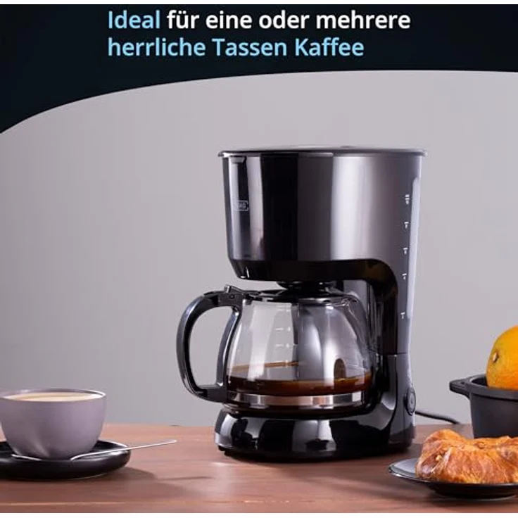 KHG Kaffeemaschine KA-128S, Filterkaffeemaschine mit Glaskanne, Permanentfilter, Warmhaltefunktion, Abschaltautomatik, Tropfstopp, schwarz, 1,25 Liter, 10 Tassen, 750 Watt – Bild 2