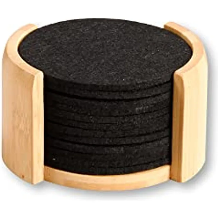Kesper | Untersetzer, 12er Set, Material: Bambus, Textil, Maße: ø 10 cm/Stärke: ca. 0,4 cm, Farbe: Braun, Schwarz | 58747