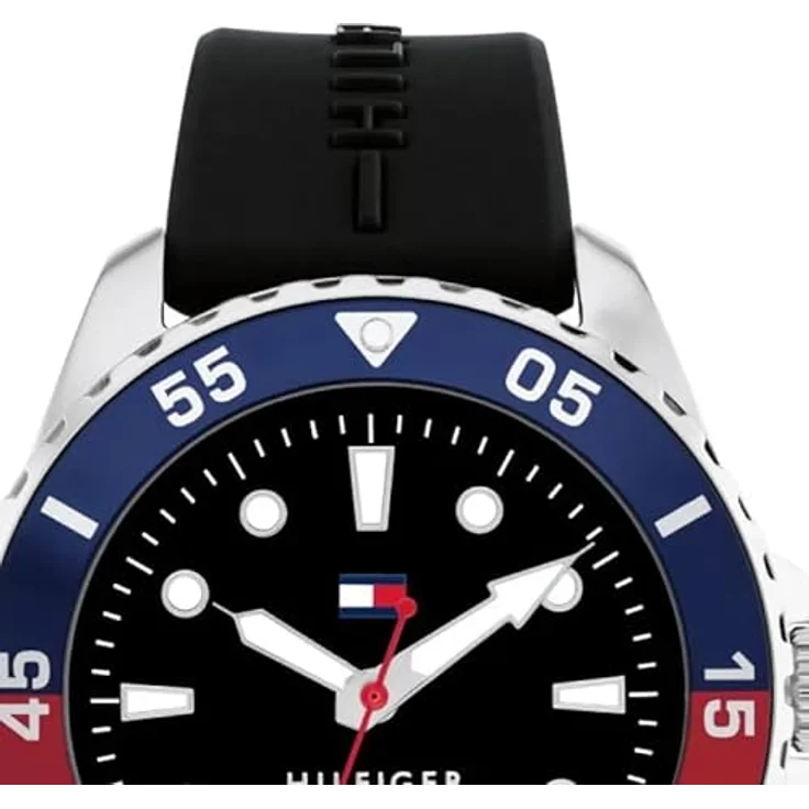 Tommy Hilfiger Kinderuhr 1720046, Edelstahlgehäuse 36 mm, schwarzes Silikonband, wasserdicht bis 100 m, Schwarz – Bild 4