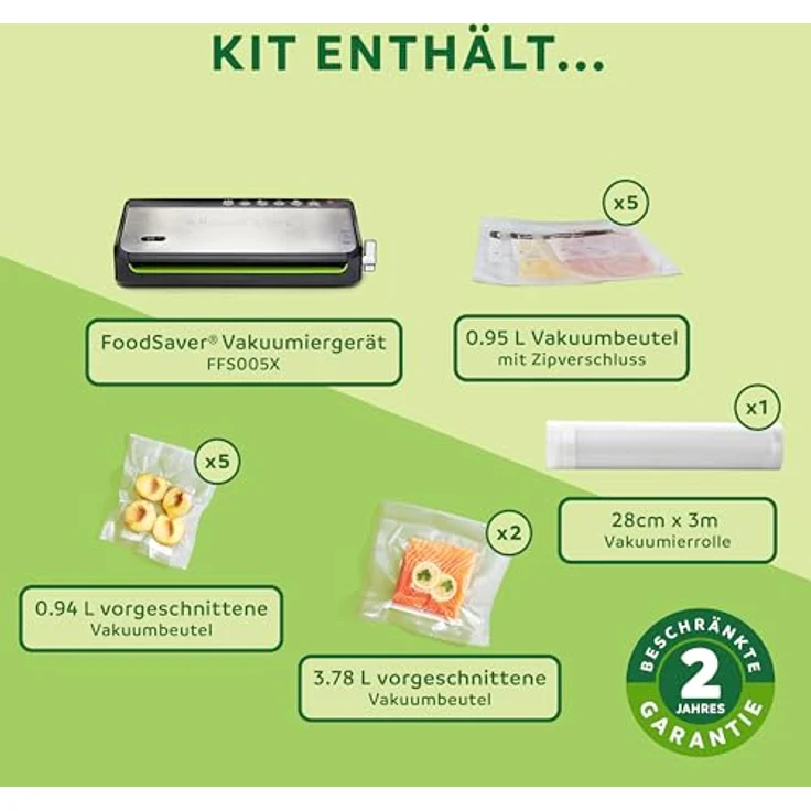 Foodsaver FFS005X Folienschweißgerät, Edelstahl, Schwarz – Bild 7