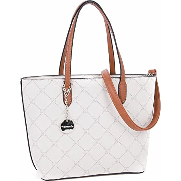 Tamaris TAS Anastasia Shopper, Feinsynthetik mit Karo-Design, nude, mit Reißverschluss und Umhängeriemen – Bild 2