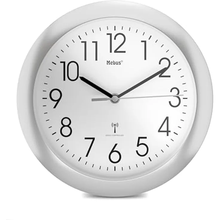 Mebus 52451 Funk-Wanduhr, Silber, 25 cm