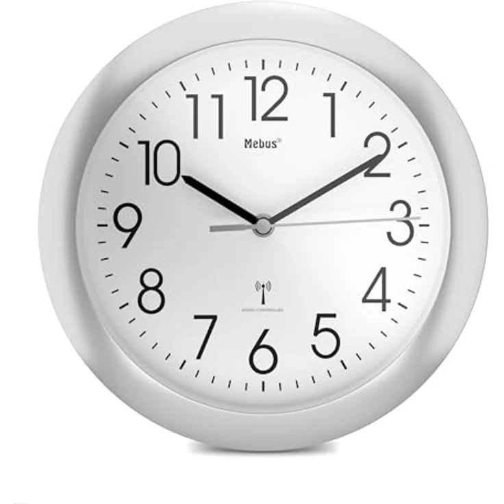 Mebus 52451 Funk-Wanduhr, Silber, 25 cm – Bild 1