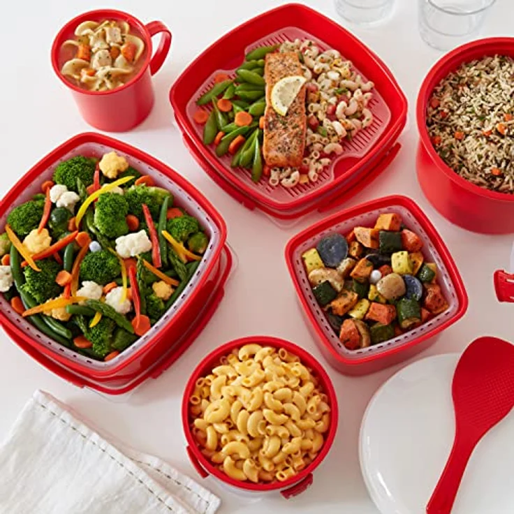 Sistema Microwave Dampfgarer, mittelgroß mit herausnehmbarem Korb, 2,4 l, rot-transparent – Bild 5