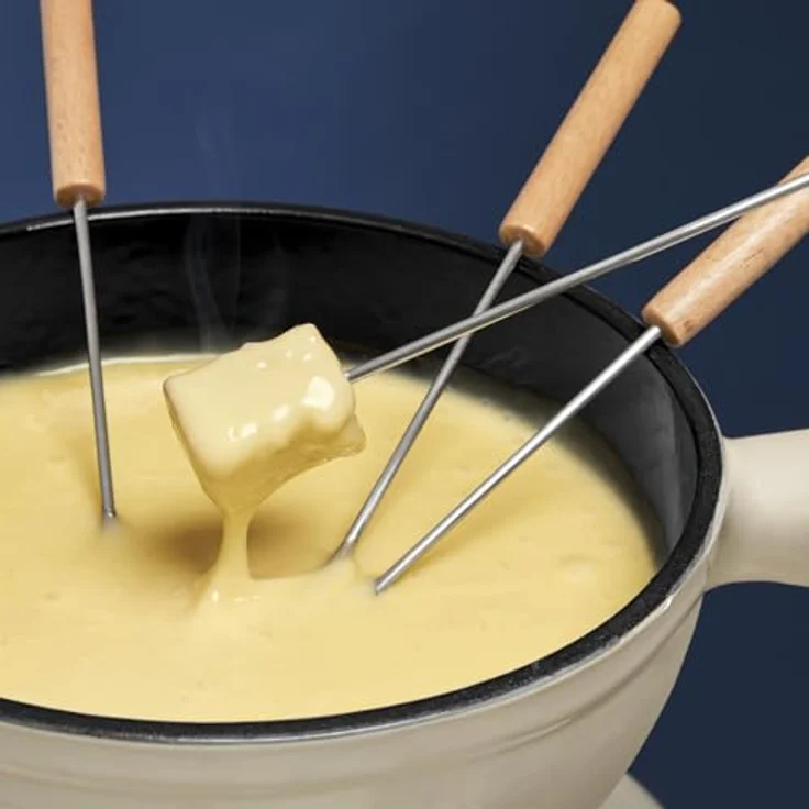 H.Koenig Fondue Mont Blanc La Fonderie 1890, Fondue Set in Holz-Optik, 1,8 Liter, emaillierter Gusseisentopf, für bis zu 6 Personen, spülmaschinenfest – Bild 8