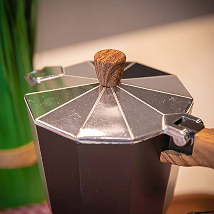 Cilio Espressokocher CLASSICO NATURA, Kaffeekocher mit Griff und Deckelknopf in Holzoptik, für 6 Tassen, Höhe: 19 cm, Durchmesser: 10 cm – Bild 3