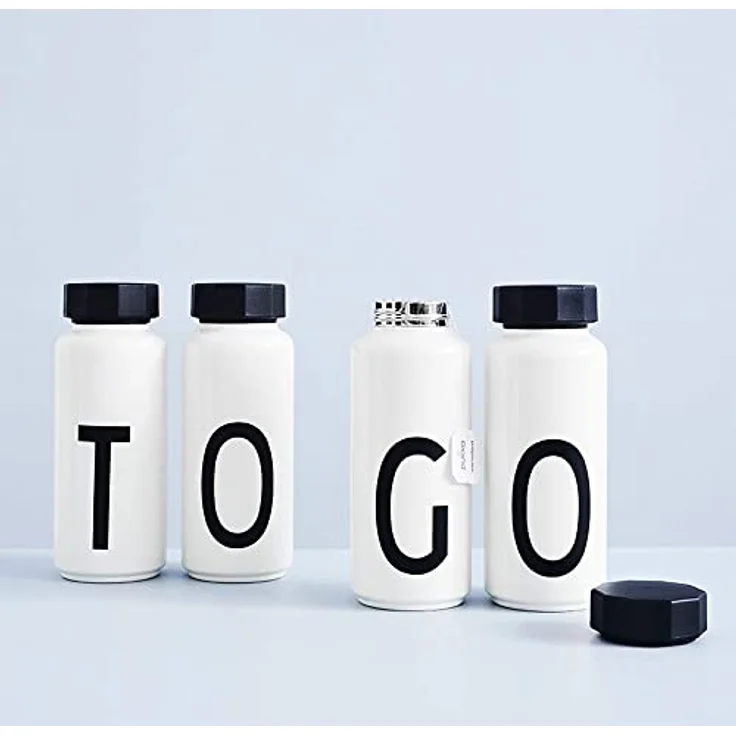 Design Buchstaben personalisierbare weiße Thermo-Edelstahlflasche für heiße und kalte Getränke, isolierte Trinkflasche für unterwegs, für Arbeit, Schule, Sport und Fitnessstudio – E – Bild 7