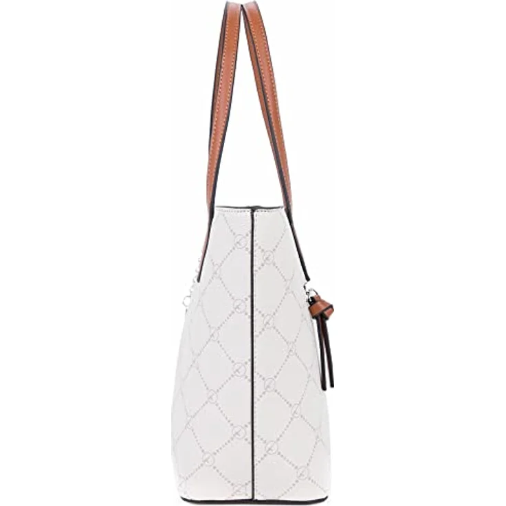 Tamaris TAS Anastasia Shopper, Feinsynthetik mit Karo-Design, nude, mit Reißverschluss und Umhängeriemen – Bild 3