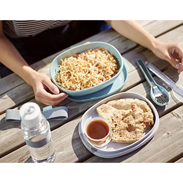 Mepal - Lunchbox Ellipse Duo - Meal Prep Box für Erwachsene & Salatbox zum Mitnehmen - Brotdose für ein gesundes Mittagessen - Ideal für Sandwiches & Salate - 825 ml + 600 ml - Vivid mauve – Bild 4