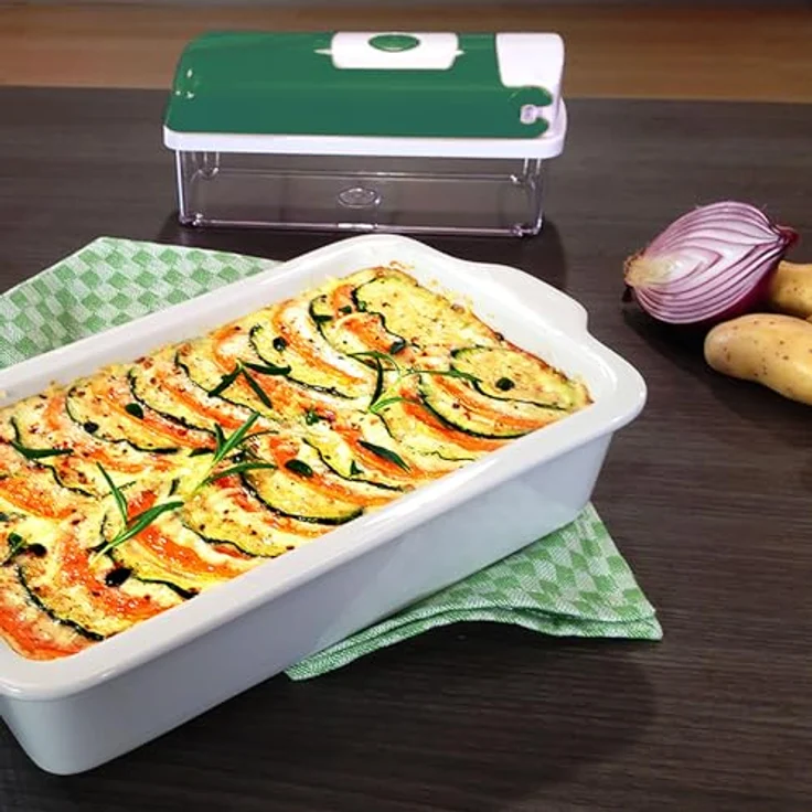 Genius Nicer Dicer Smart Gemüseschneider Doppel-Set 12-tlg. grün, vielseitiges Schneiden in Würfeln, Stiften, Streifen und Spiralen, spülmaschinengeeignet – Bild 4