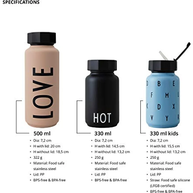 Design Buchstaben personalisierbare weiße Thermo-Edelstahlflasche für heiße und kalte Getränke, isolierte Trinkflasche für unterwegs, für Arbeit, Schule, Sport und Fitnessstudio – E – Bild 4