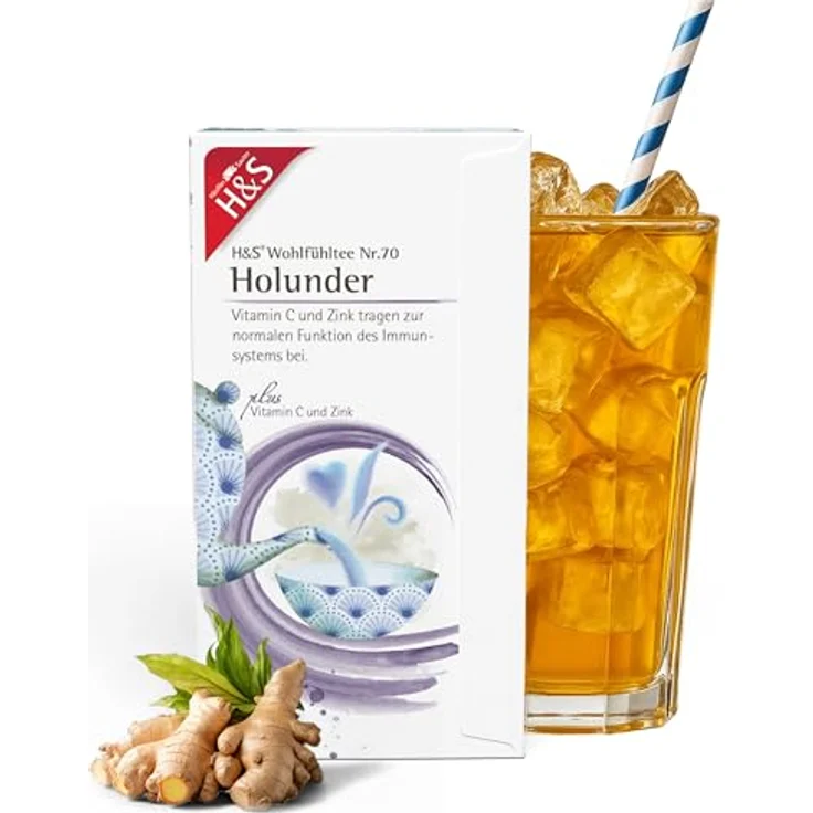 H&S Holunder-Tee mit Vitamin C und Zink, Filterbeutel 20x2,5 g, natürliches Aroma – Bild 1